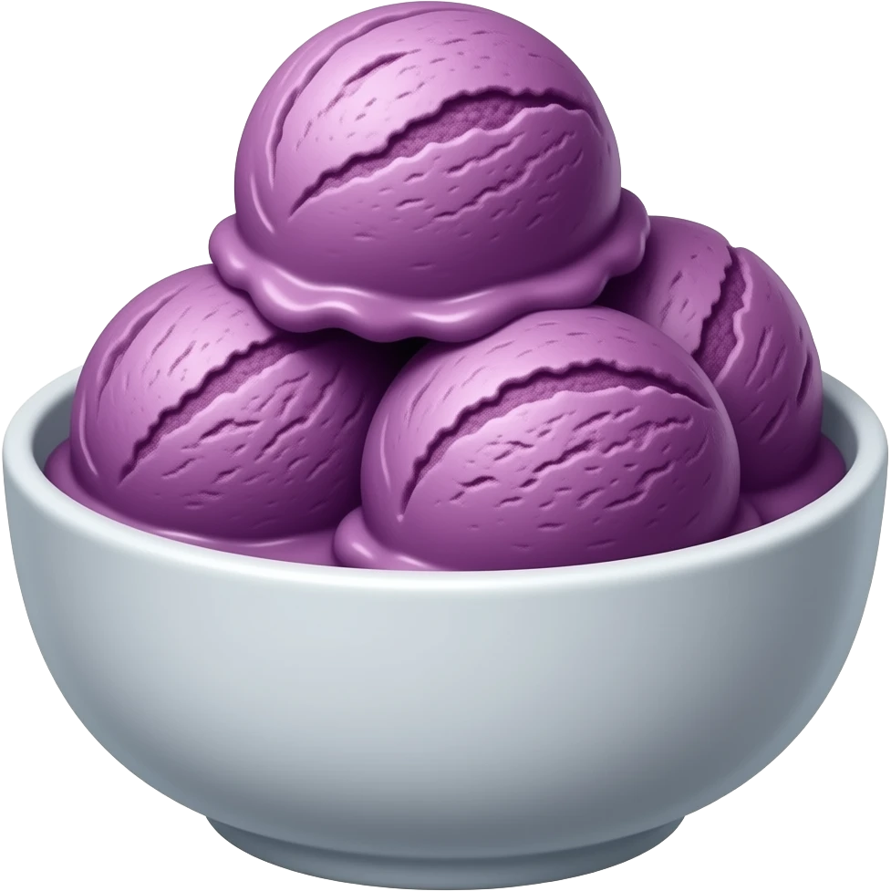 bowl with 3 dark purple (like vivid acai color) gelato scoop emoji