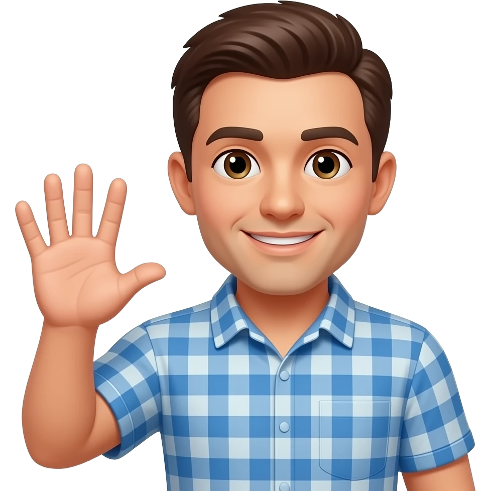 Creete a guy saying 67 by hands the number in his hands emoji