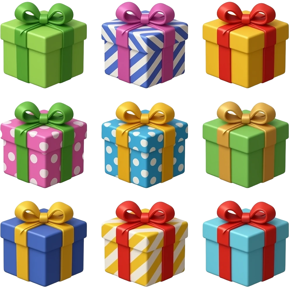 create gift with different colors and variations emoji