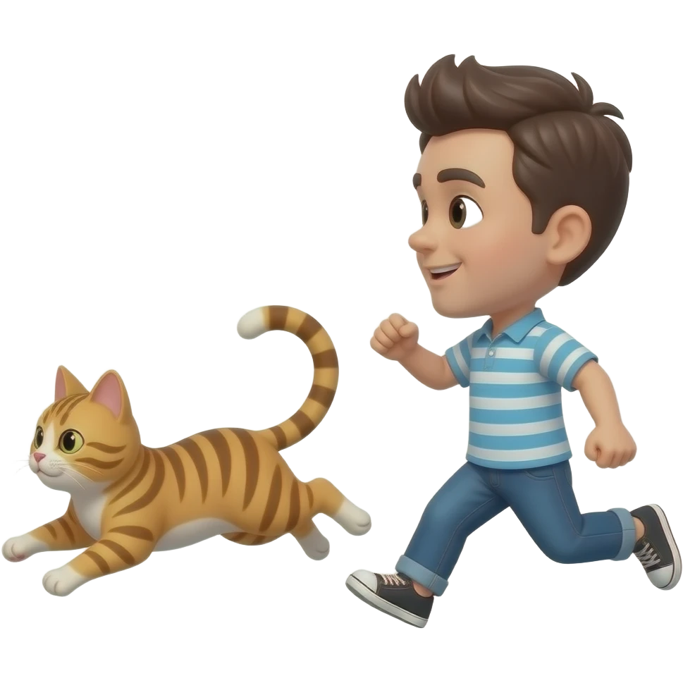 a cat chasing a human emoji