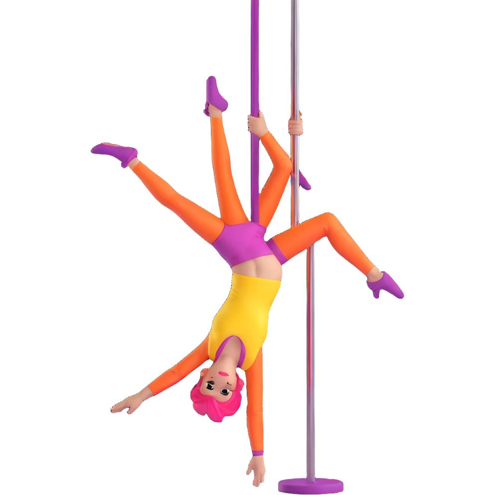 pole dancer, simple and playful, bright colors, minimal details emoji