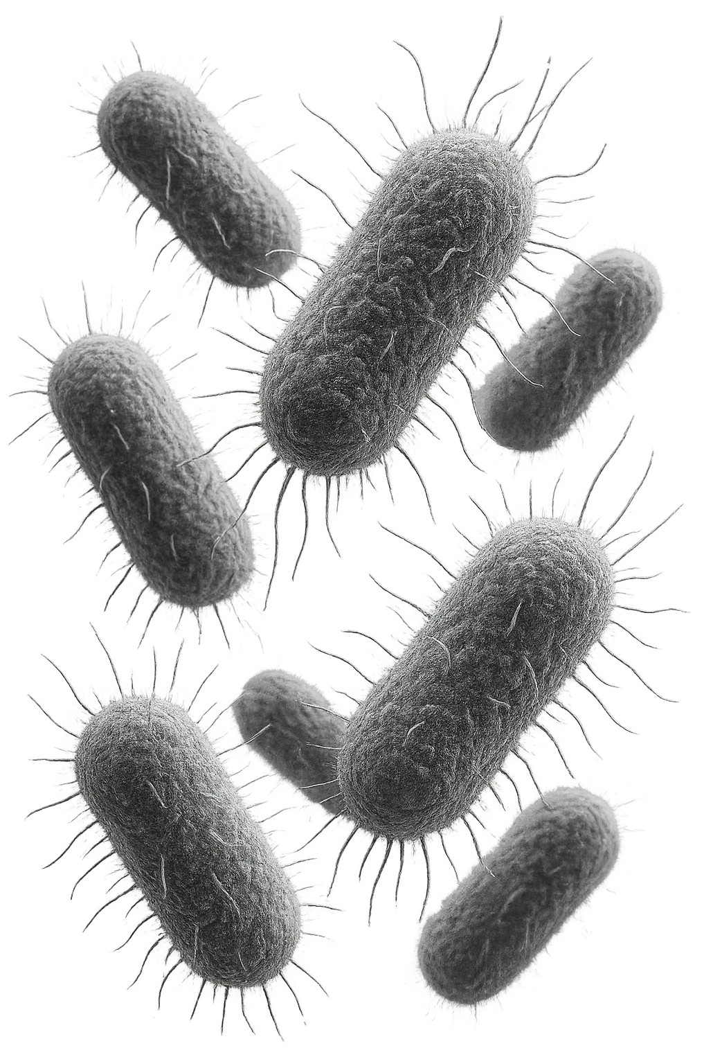 batteri intestinali anatomici realistici grigi fluttuano in aria, iperrealistico 4k emoji