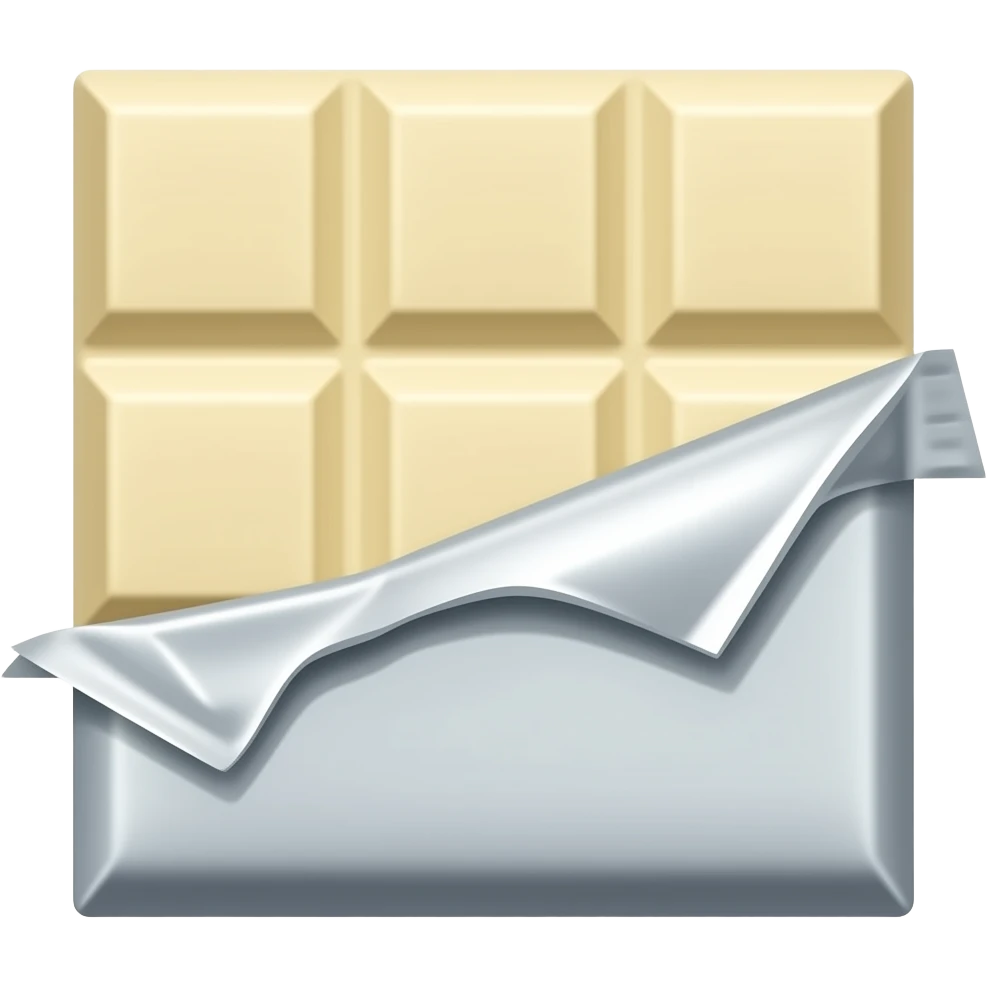 chocolate branco com embalagem meio aberta emoji