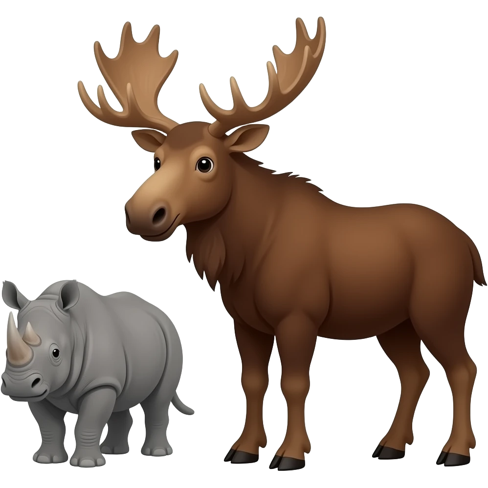 3 animals Cat and rhino and moose emoji