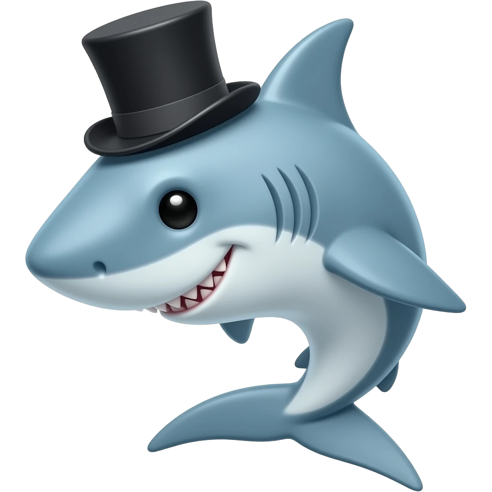 Shark with a top hat emoji