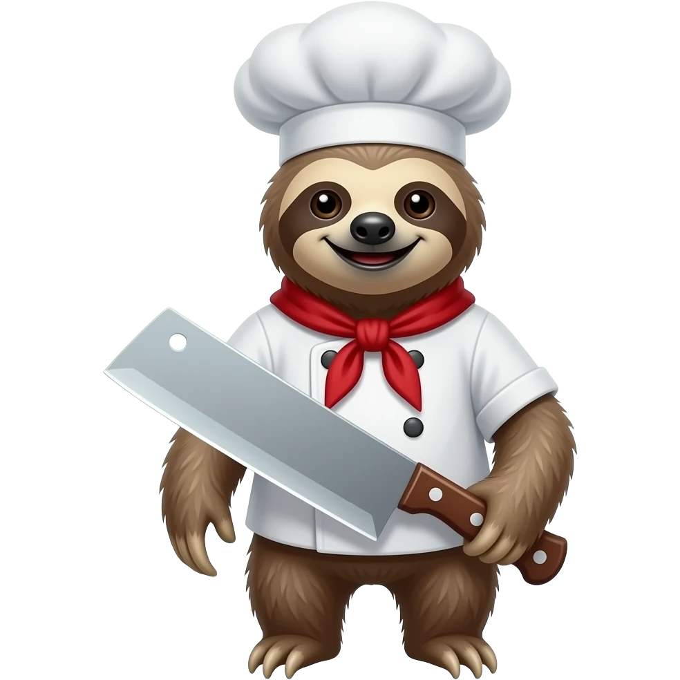 smiling evil killer sloth w big chef's knife emoji
