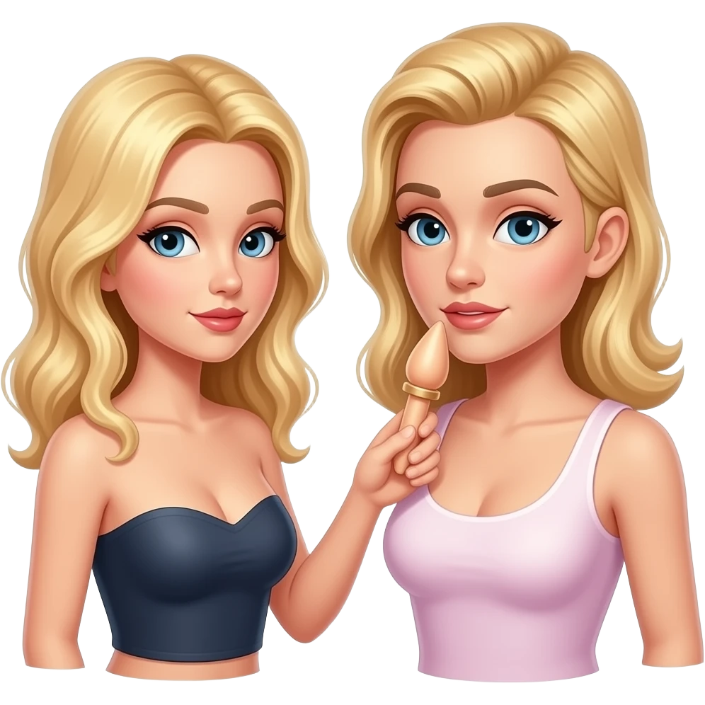 Blond woman strapless dildo pegging  a man emoji