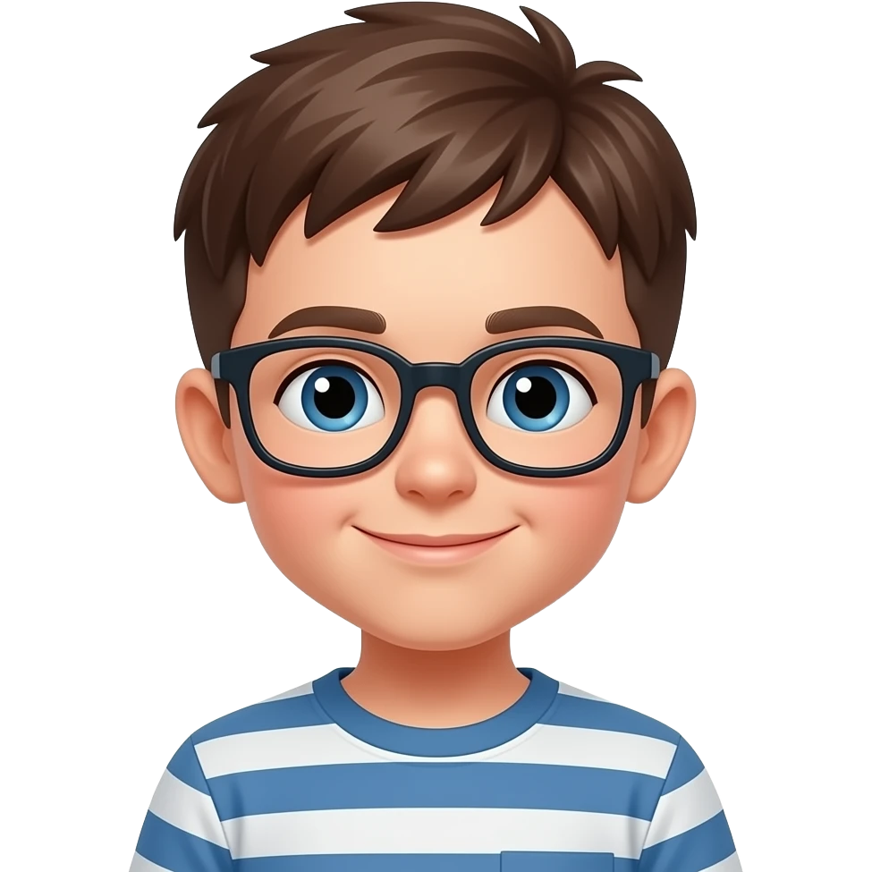 Niño pequeño gafas pelo corto marron emoji