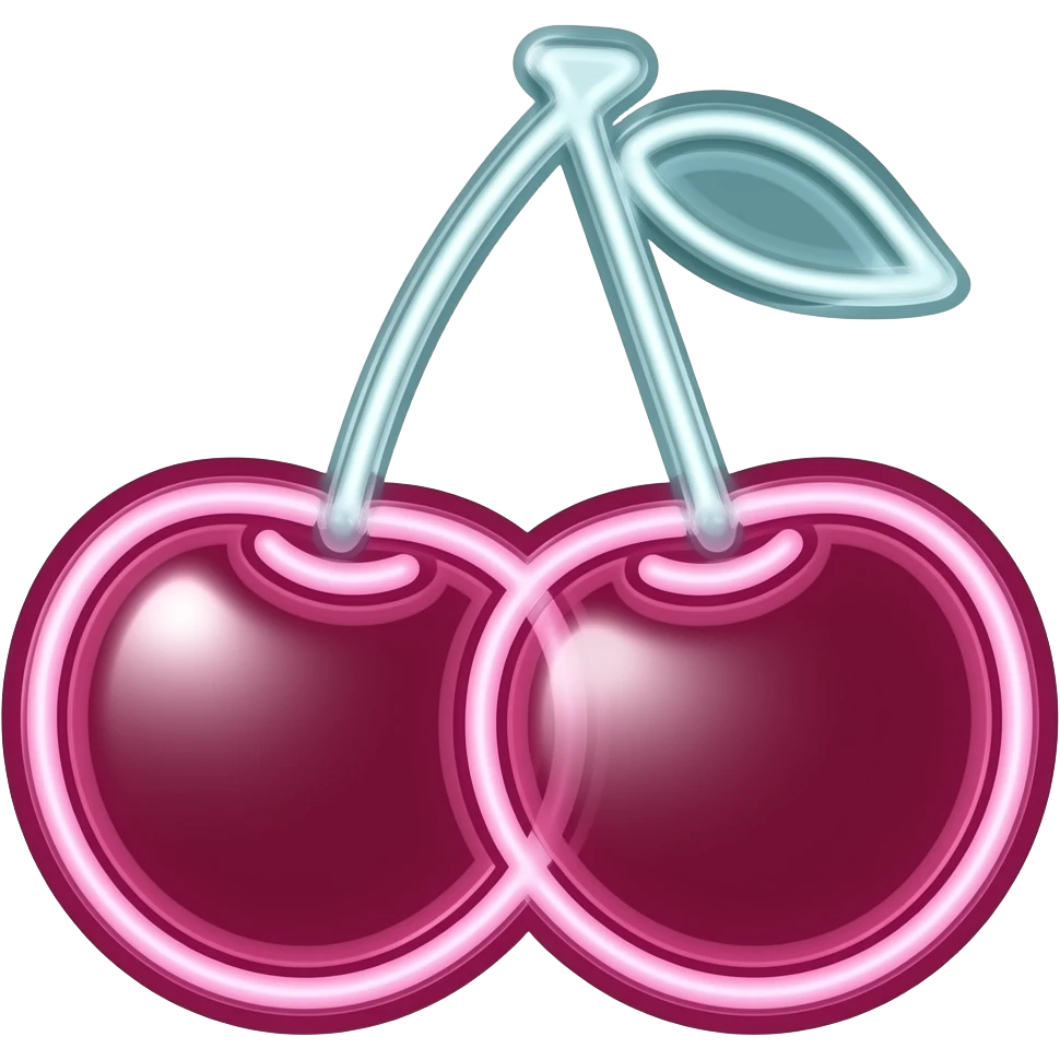 Neon sign that is a cherry emoji