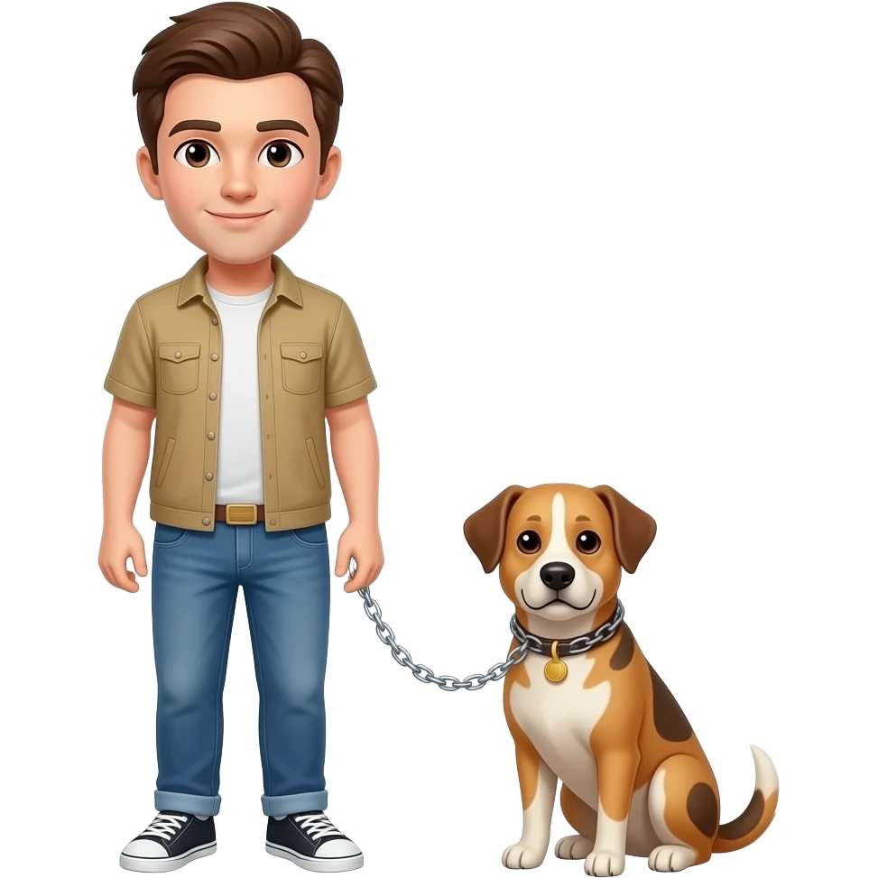 🧑🏼‍🦱+ 🐕 =⛓️ emoji