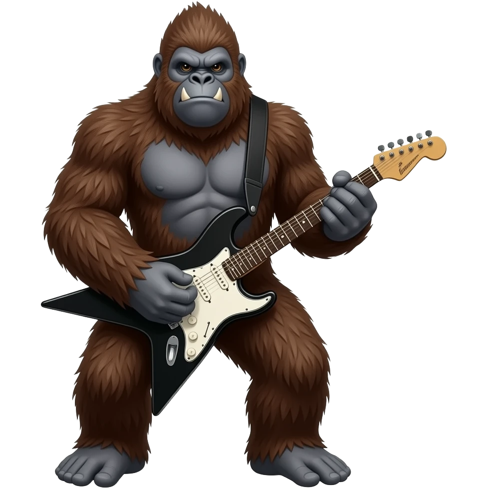 Bigfoot playing heavy metal guitar emoji