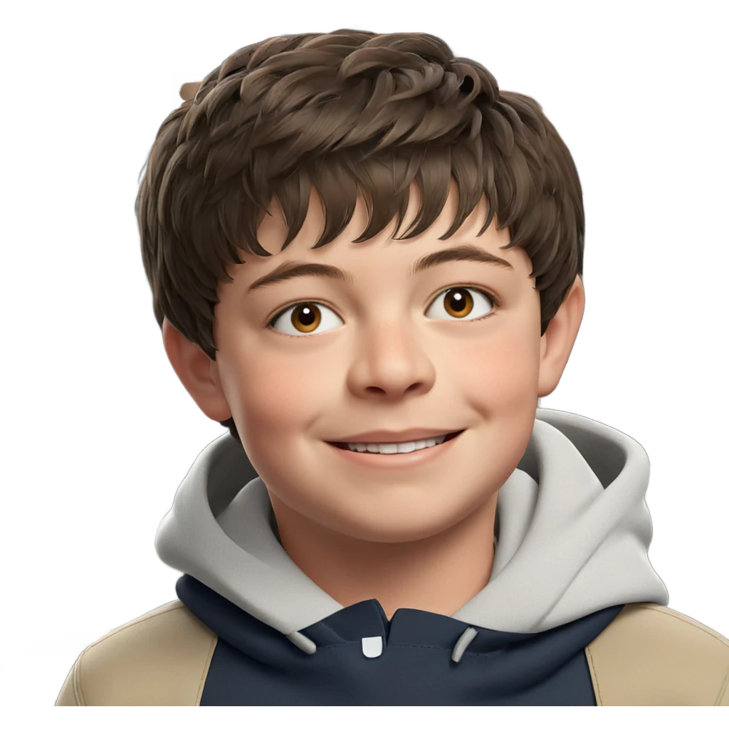 smiling boy with brown hair emoji