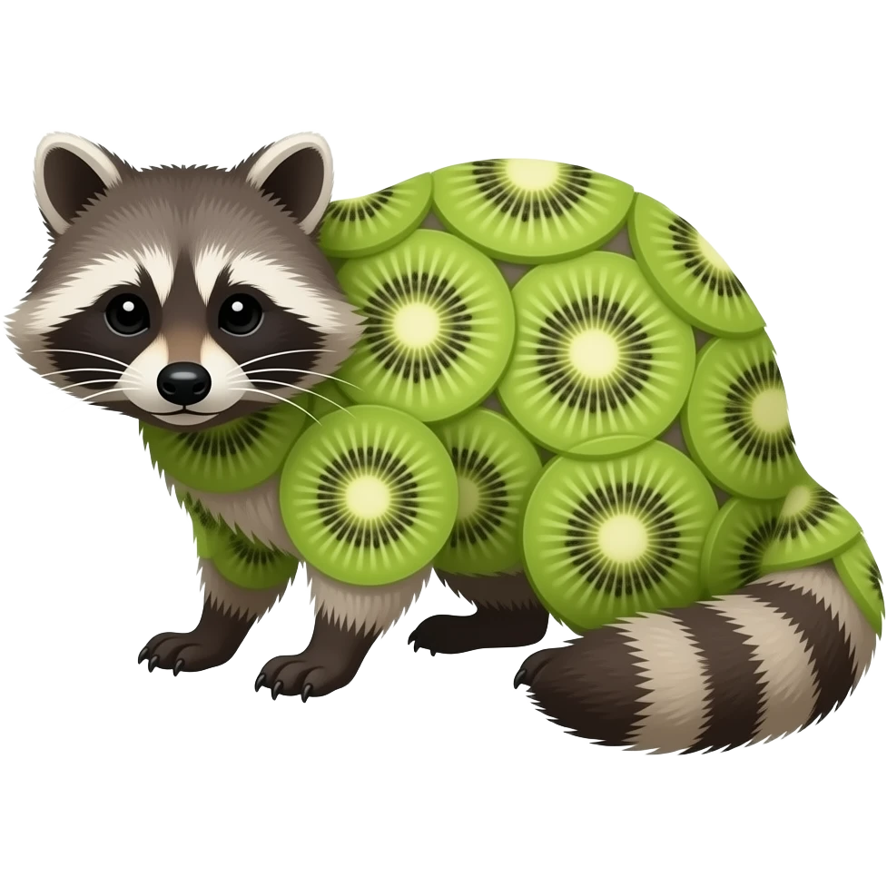 A racoon in kiwi and it body covered emoji