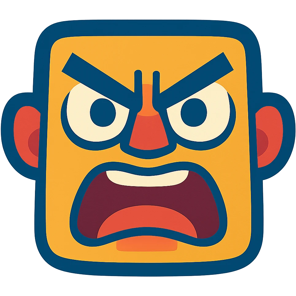 angry face, expressive, vibrant style emoji