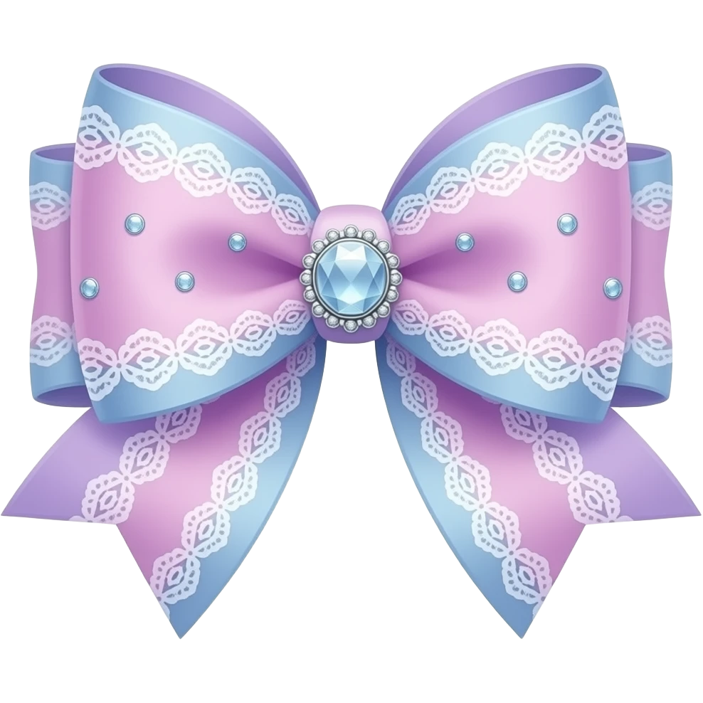 Cute Light Purple pink blue mixed bow cute lace diamond decorations emoji