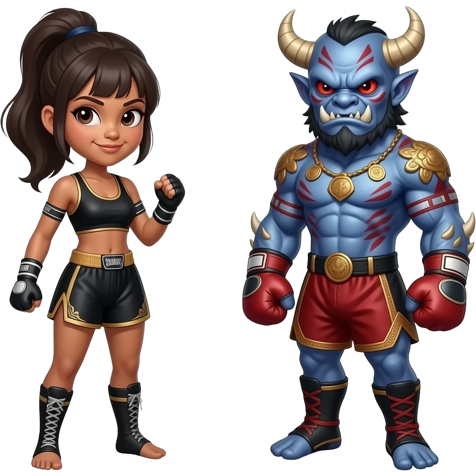 tan sexy female Muay thai monster More monster emoji