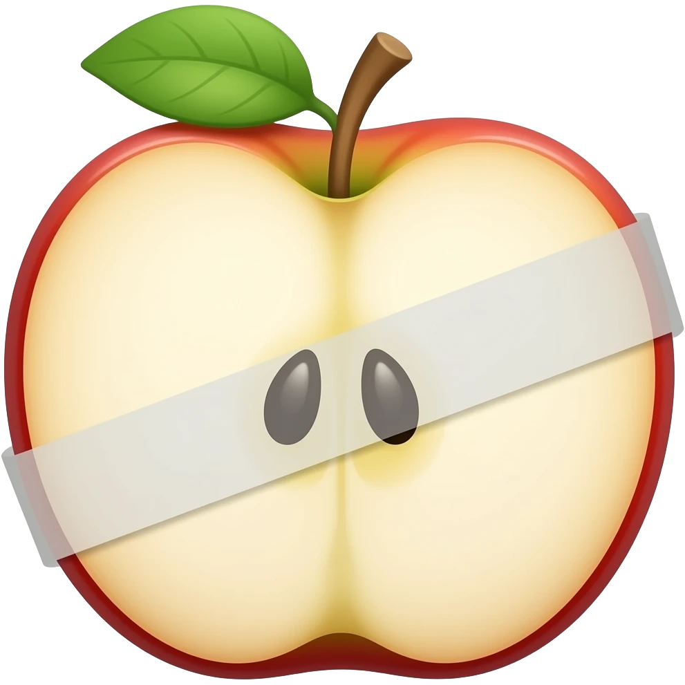 Una manzana atravesada con tape emoji