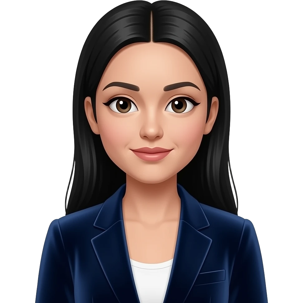 Women wearing velvet blazer with centre hair  parting black long hair emoji