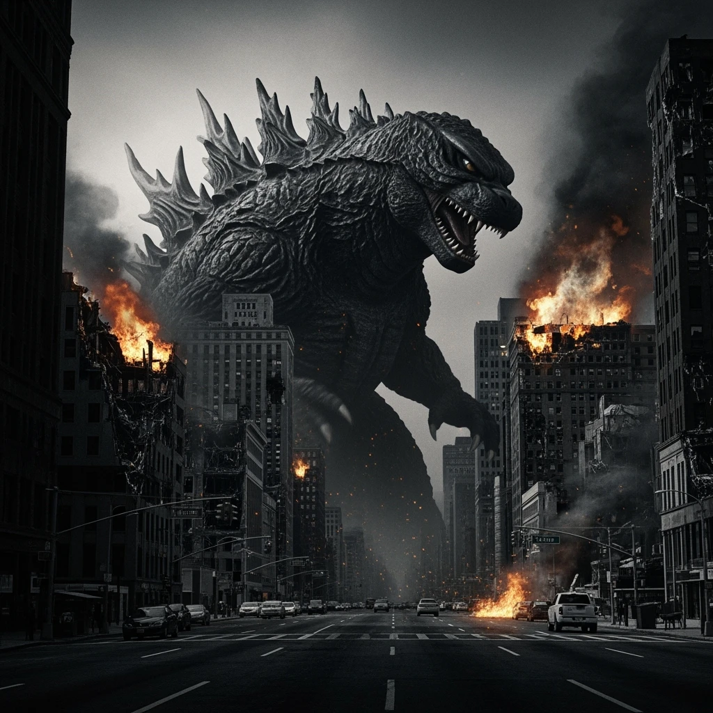godzilla attackig NY emoji