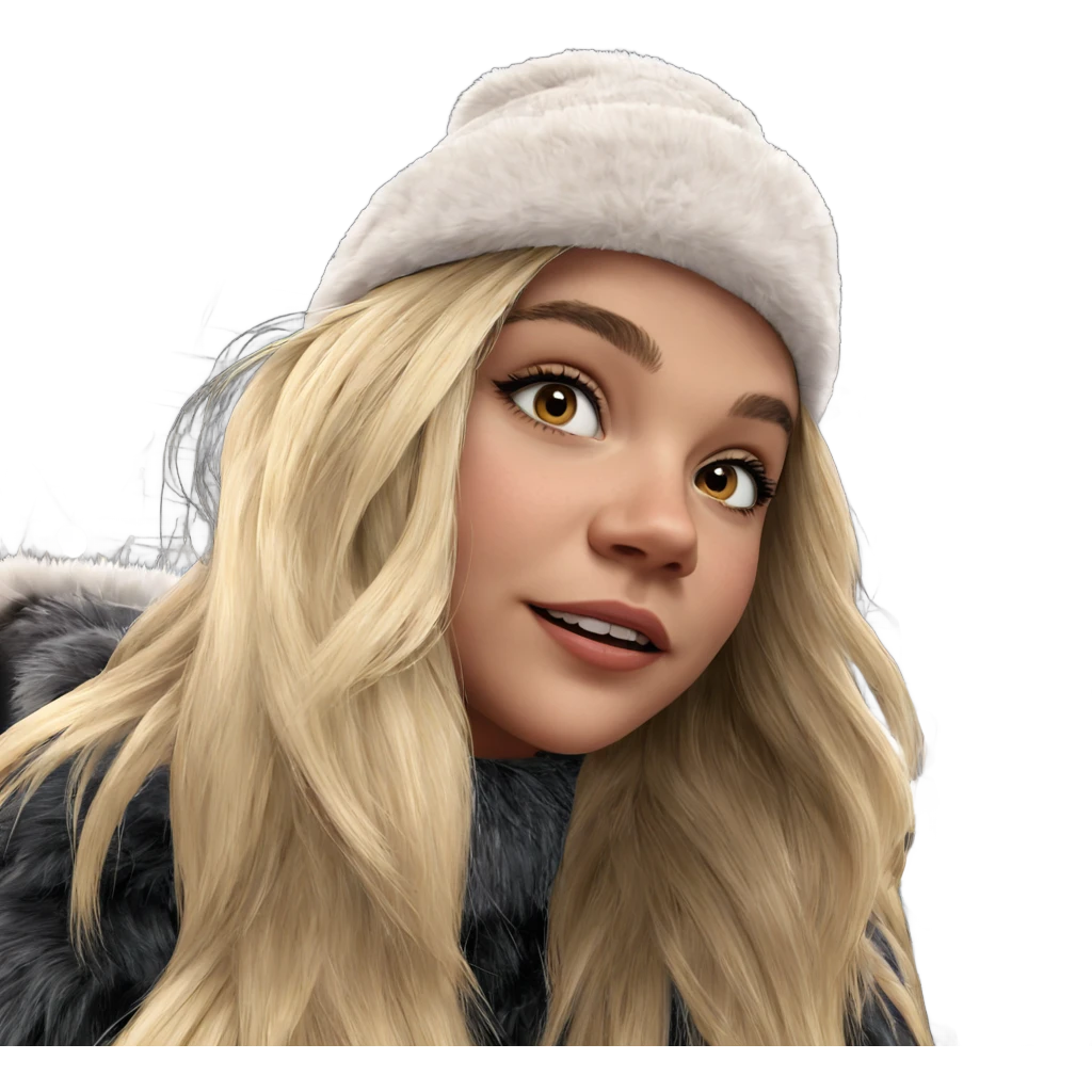 blonde girl in fur hat emoji