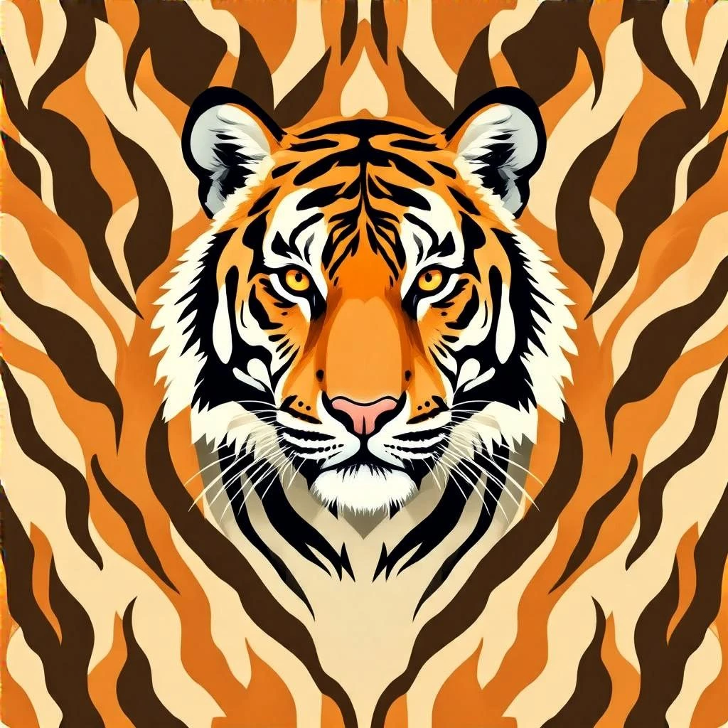tiger print pattern in autumn colors, orange brown beige palette, abstract seamless texture, bold stylish background emoji