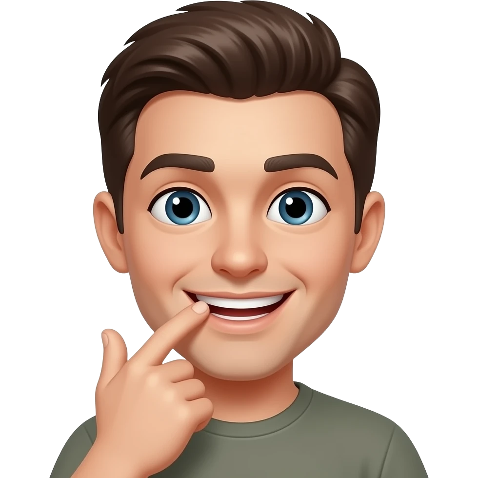 צורה של אמוג׳י מחייך פלרטטן אם אצבע בפה emoji