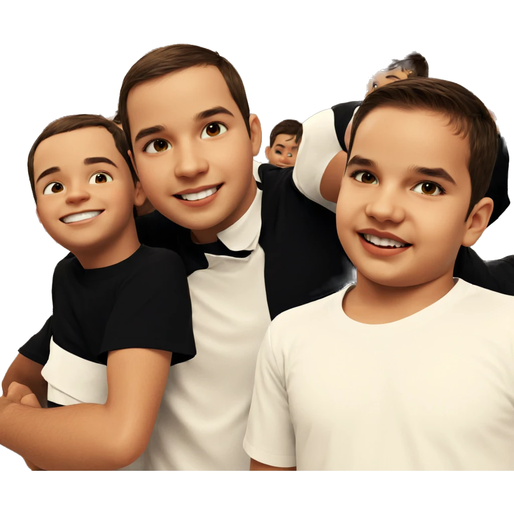 boys in white shirts smiling emoji