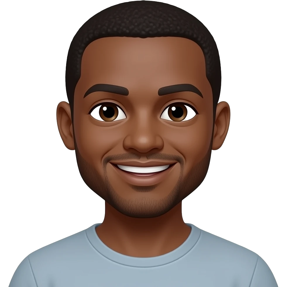 Haz un emoji negro mirando ala derecha y sonriendo emoji