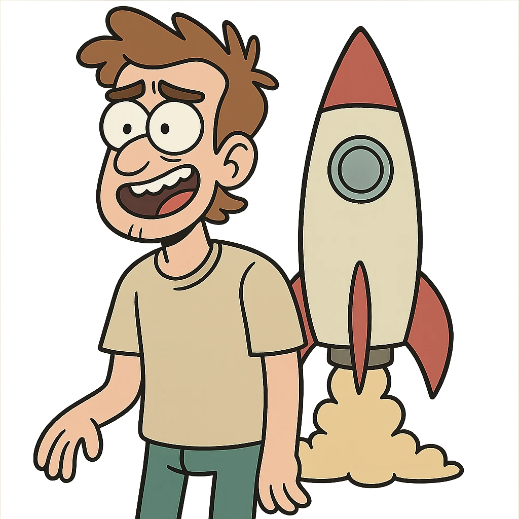 guy with rocket in the background emoji