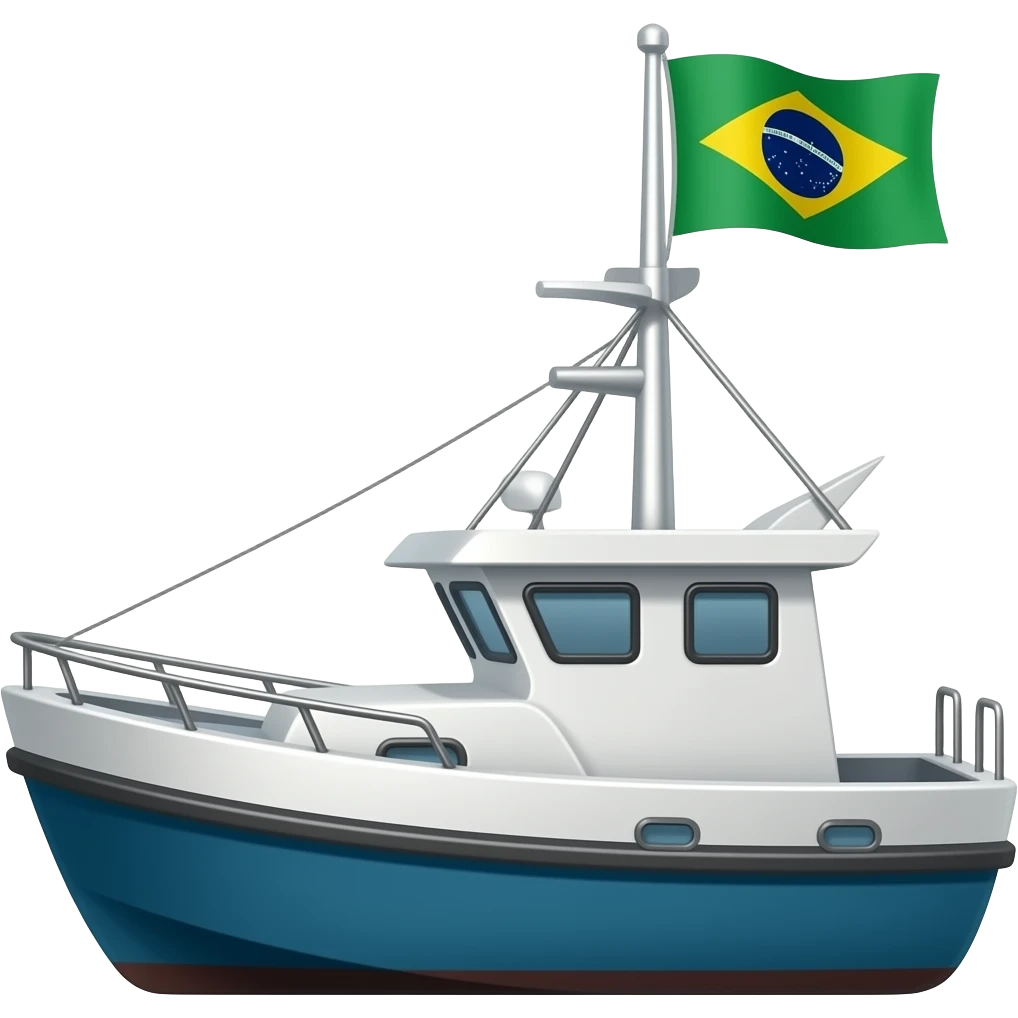modern boat, used by fishers with a Brazilian flag on top emoji