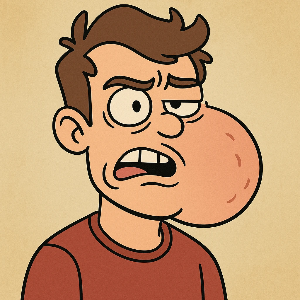 cartoon face with one side swollen, exaggerated features, simple background emoji