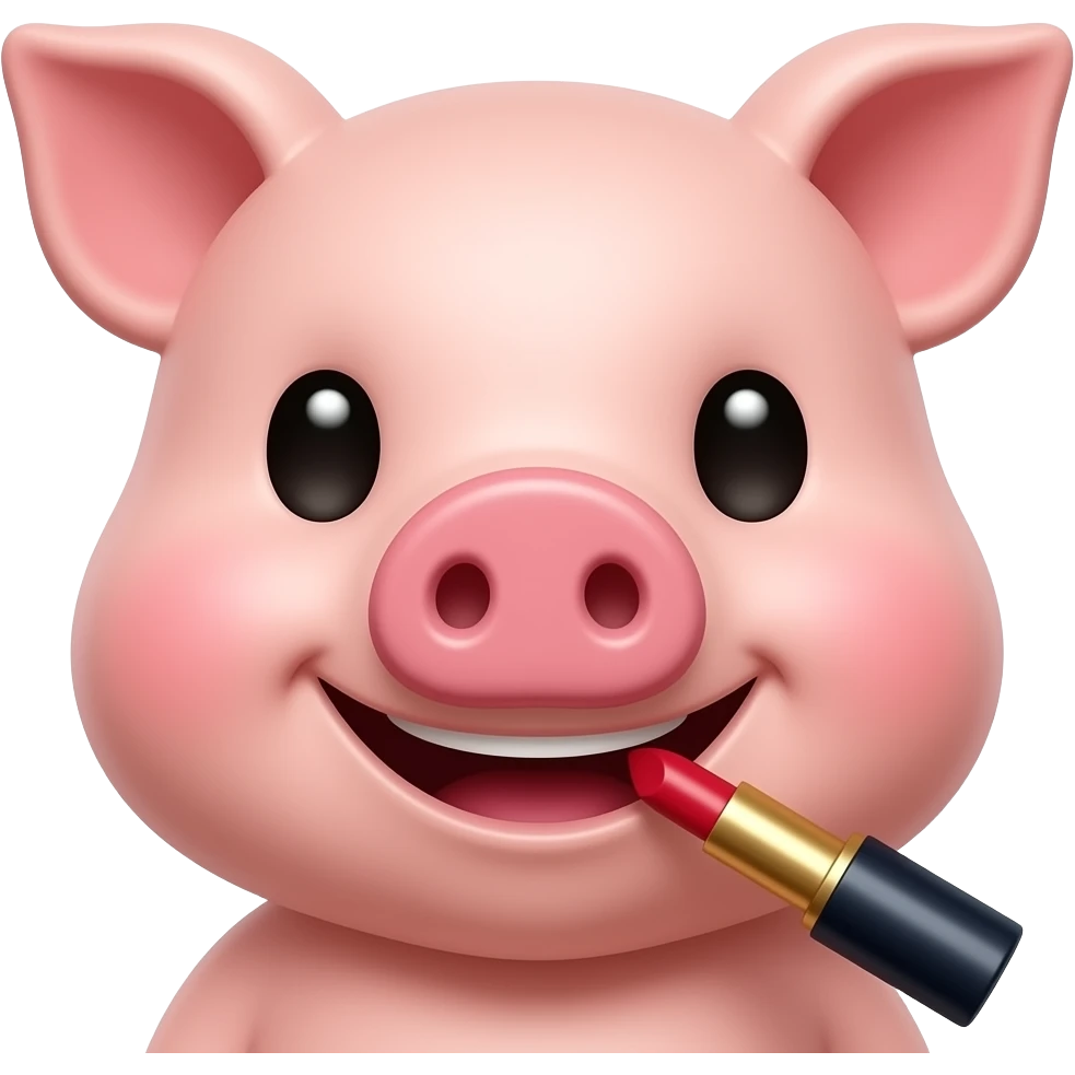pig applying lipstick on its lips emoji