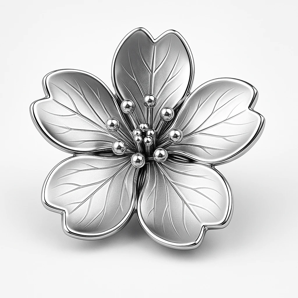 sakura cherry blossom, chrome style emoji