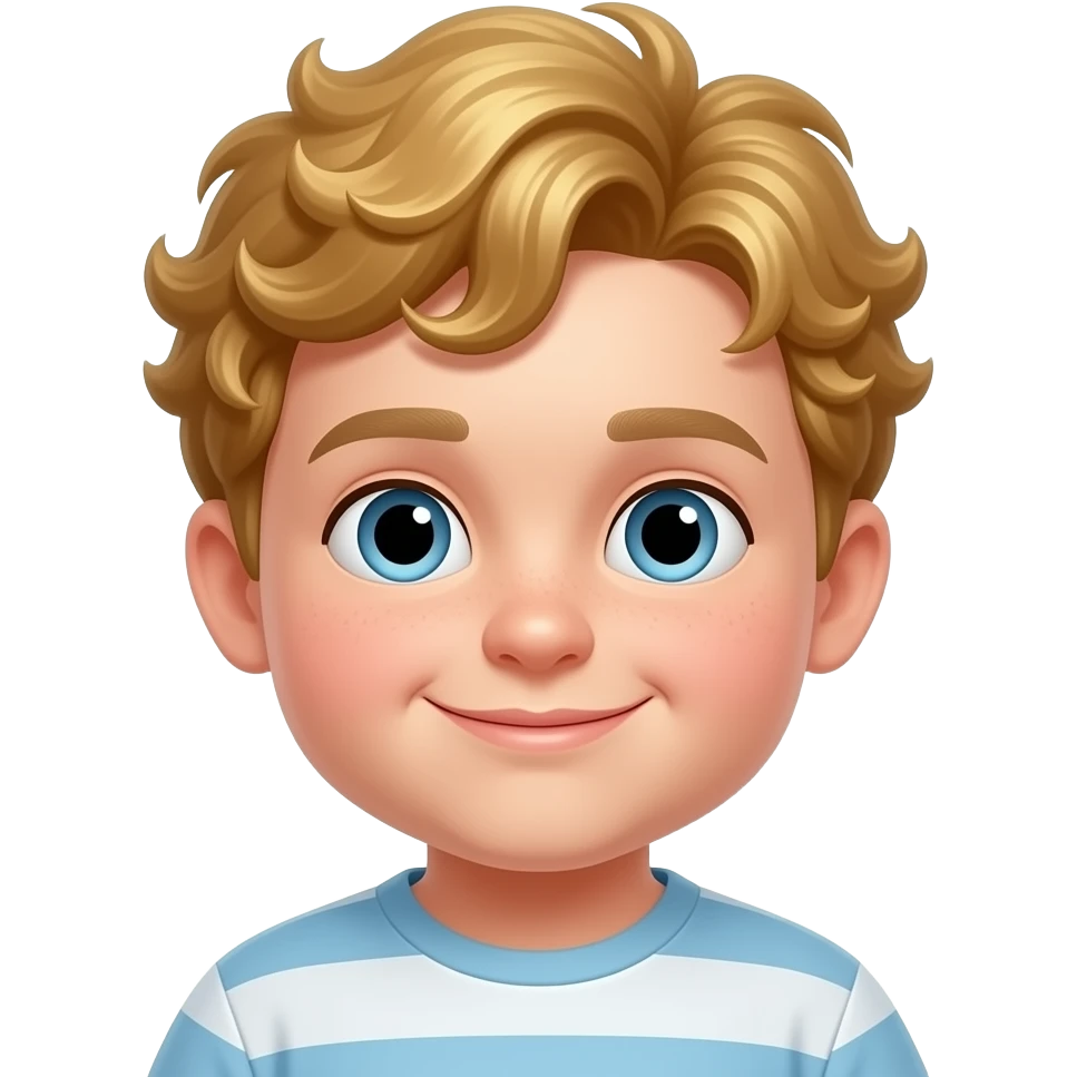 a boy chubby boy with thin features golden culry hairs emoji