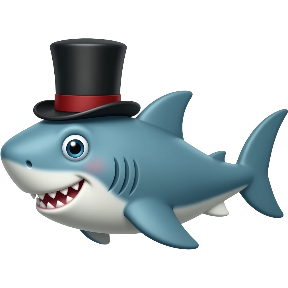 Shark with a top hat emoji