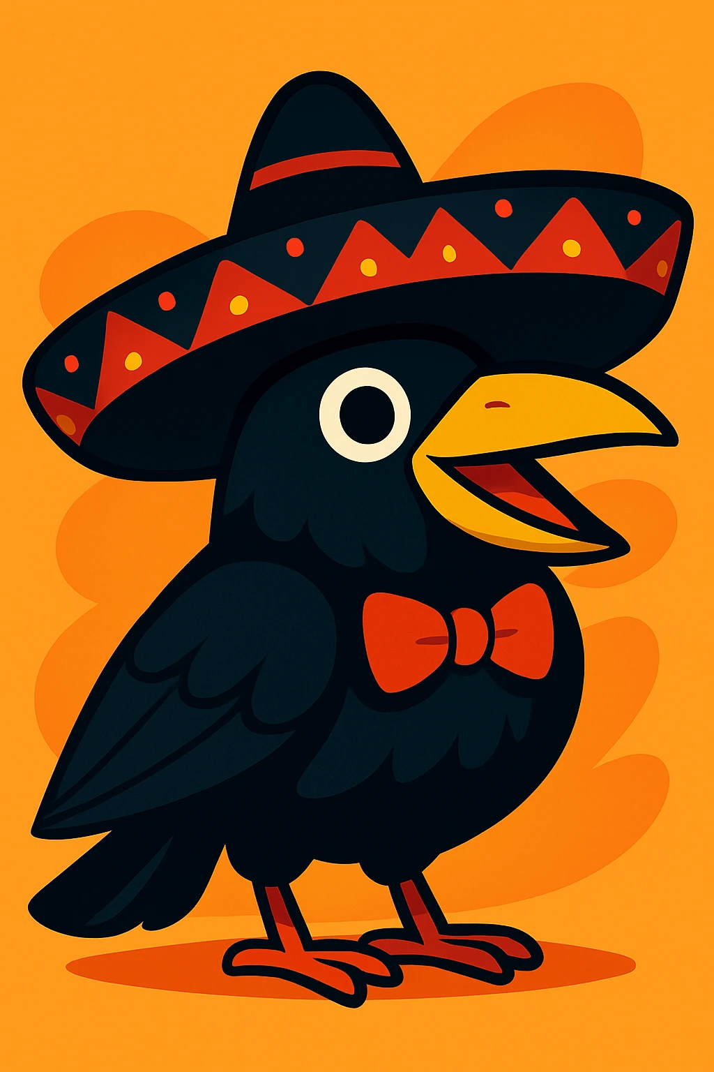 Change the mariachi hat to black and red, keep the vibrant style and clear details. emoji
