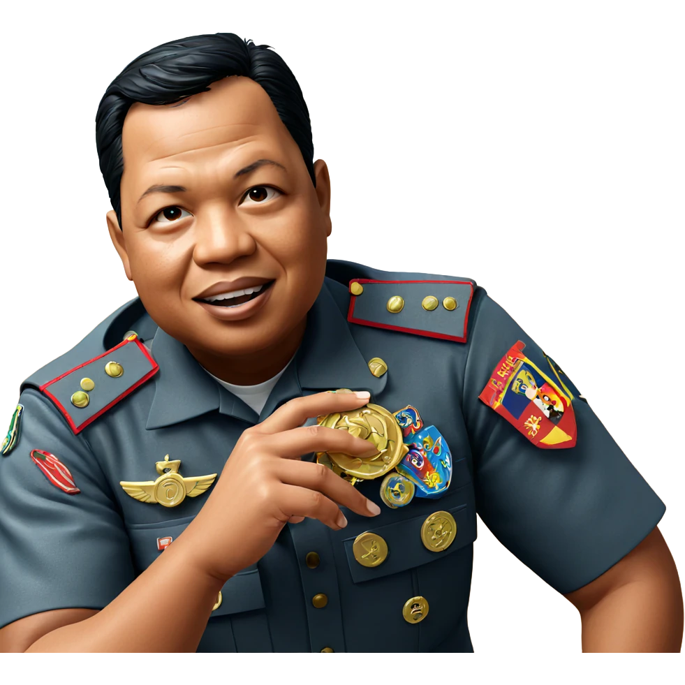 military uniformed boy with medal emoji