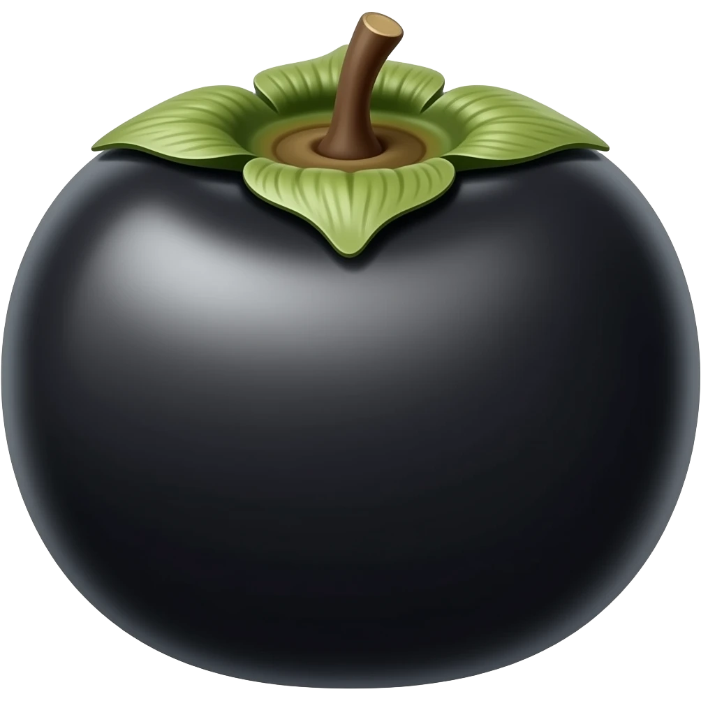 cheerful black dark-skinned persimmon fruit emoji