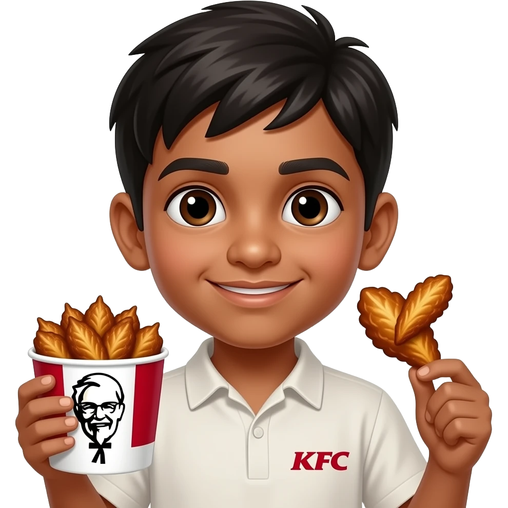 an indian boywith kfc wicked wings slightly darker skin emoji