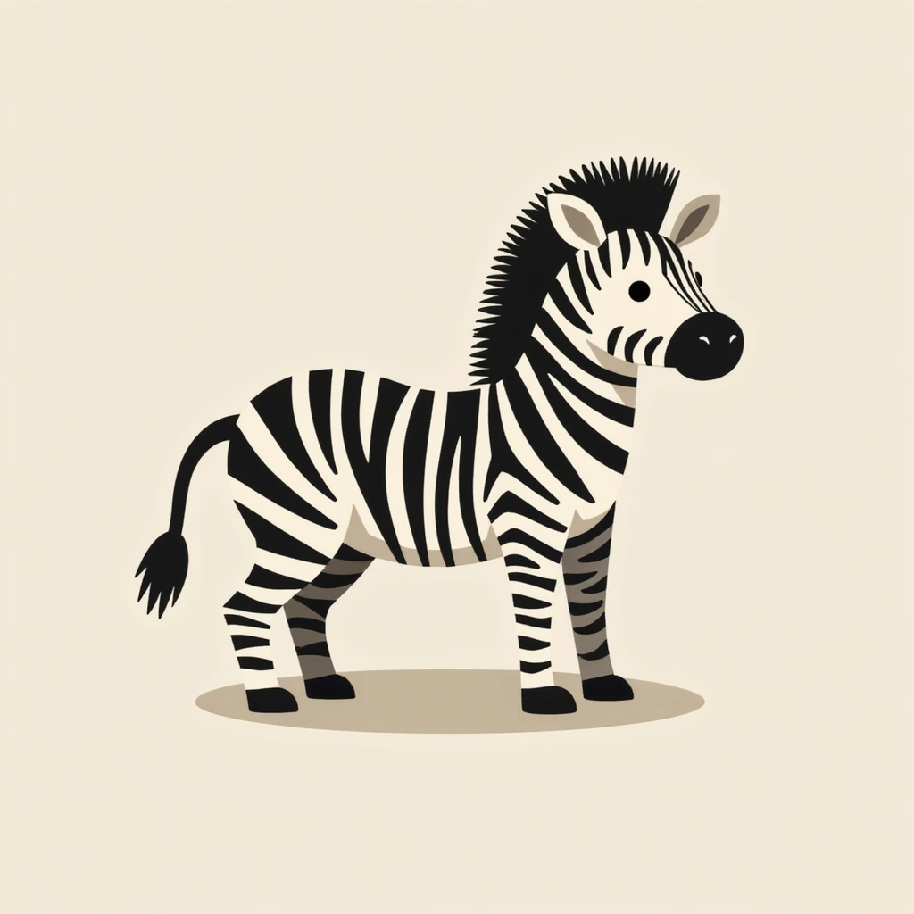 Flat design style zebra emoji