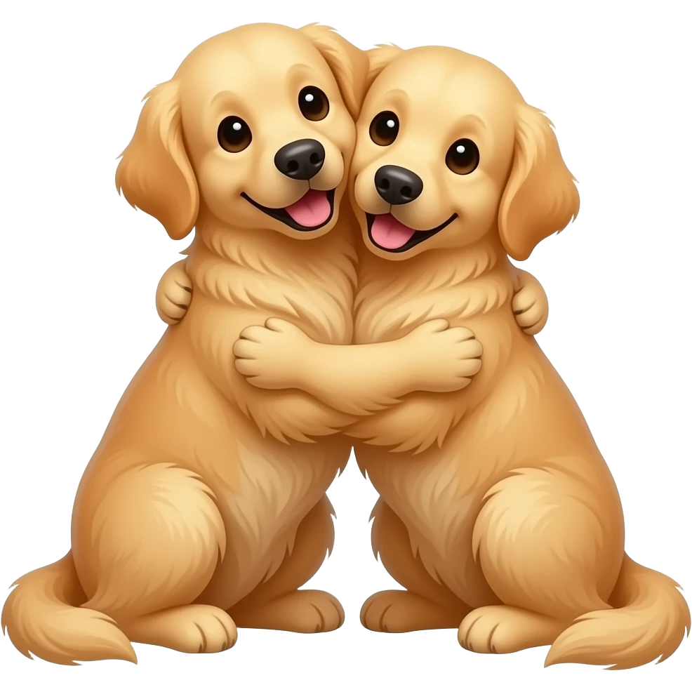 two golden retriever hug emoji