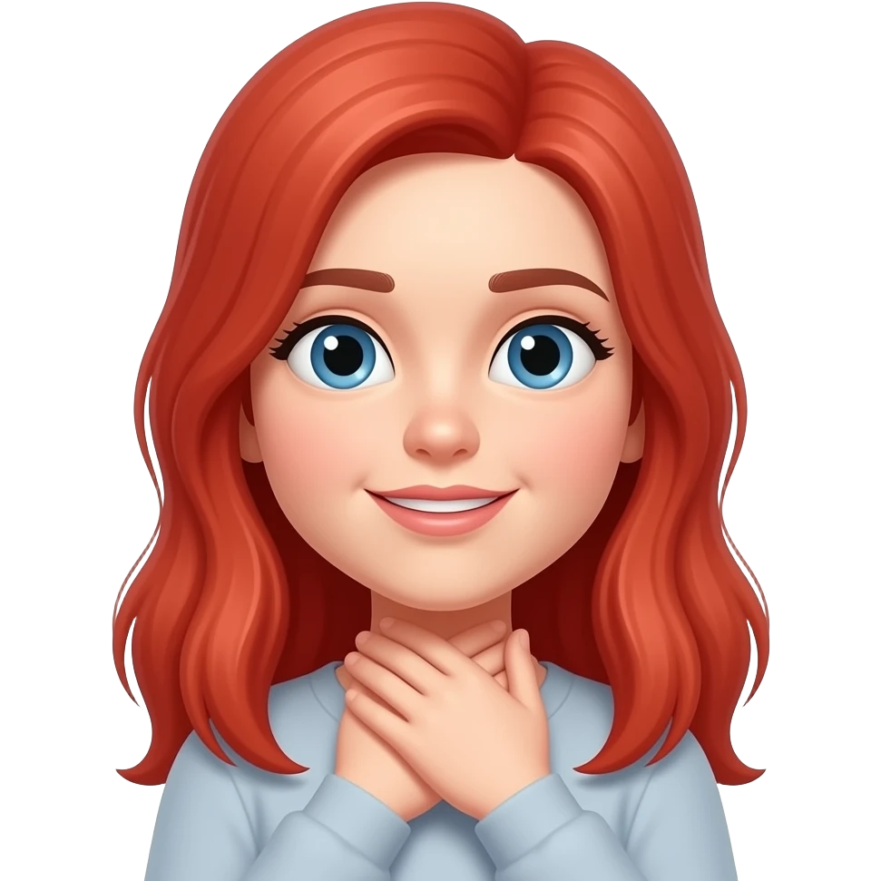 Girl with red hair grabbing throat with both hands emoji emoji