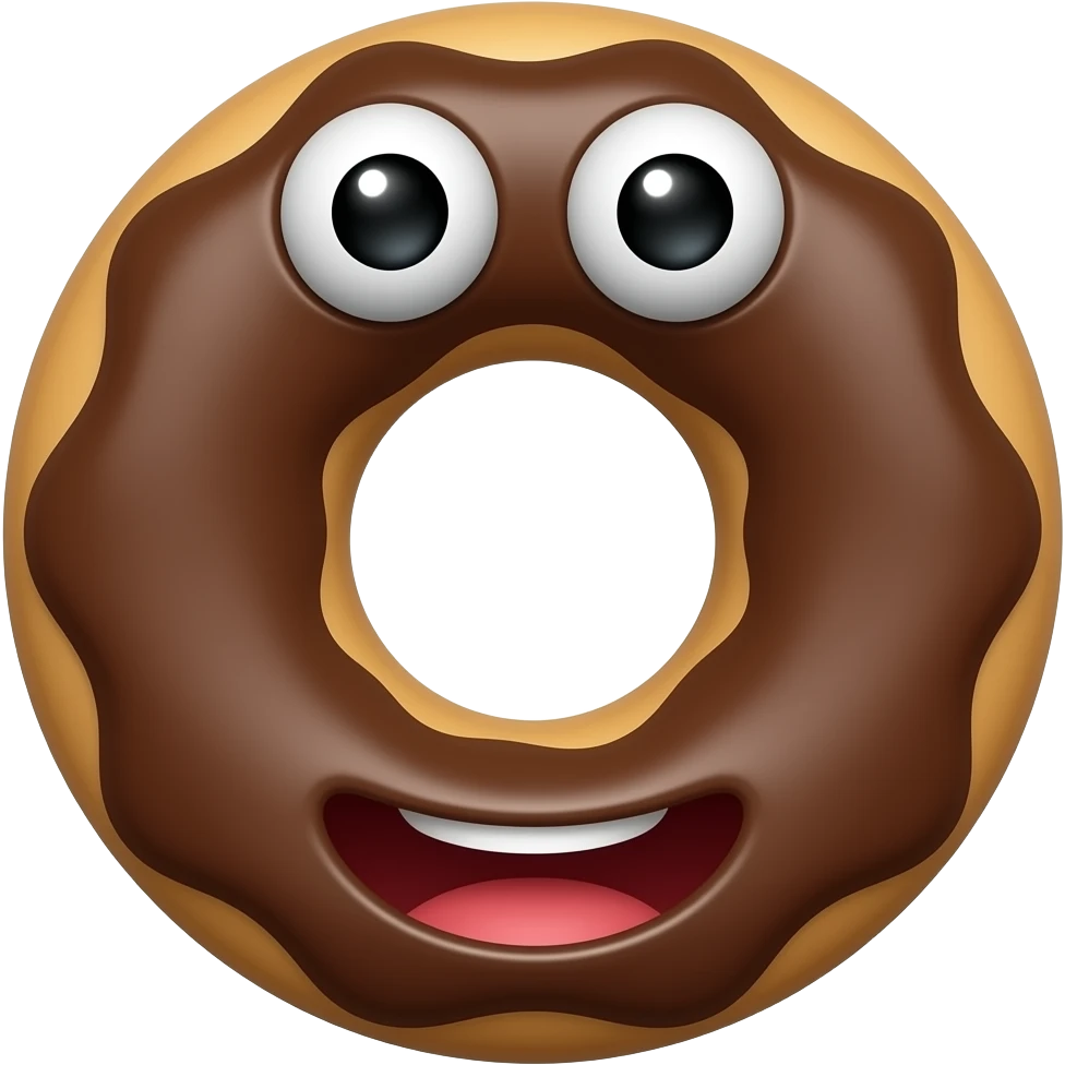 chocolate hoop with fun eyes and open mouth emoji