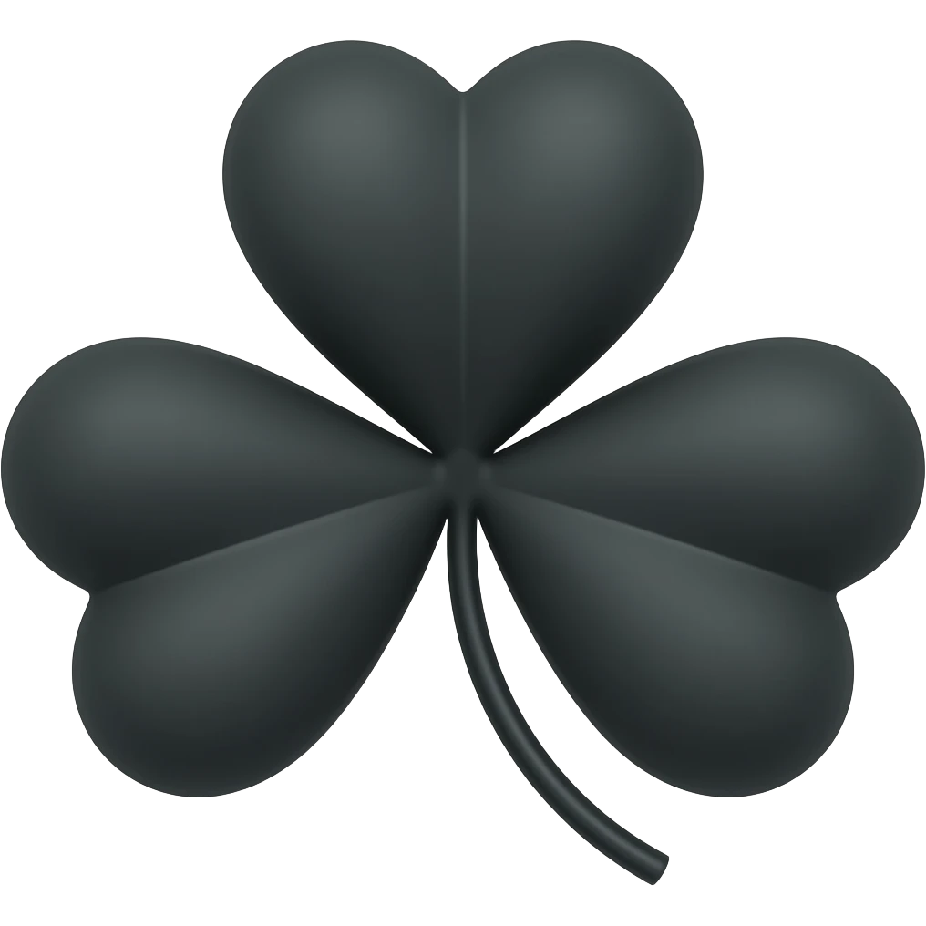 A Black 5-leaf clover with no stem emoji