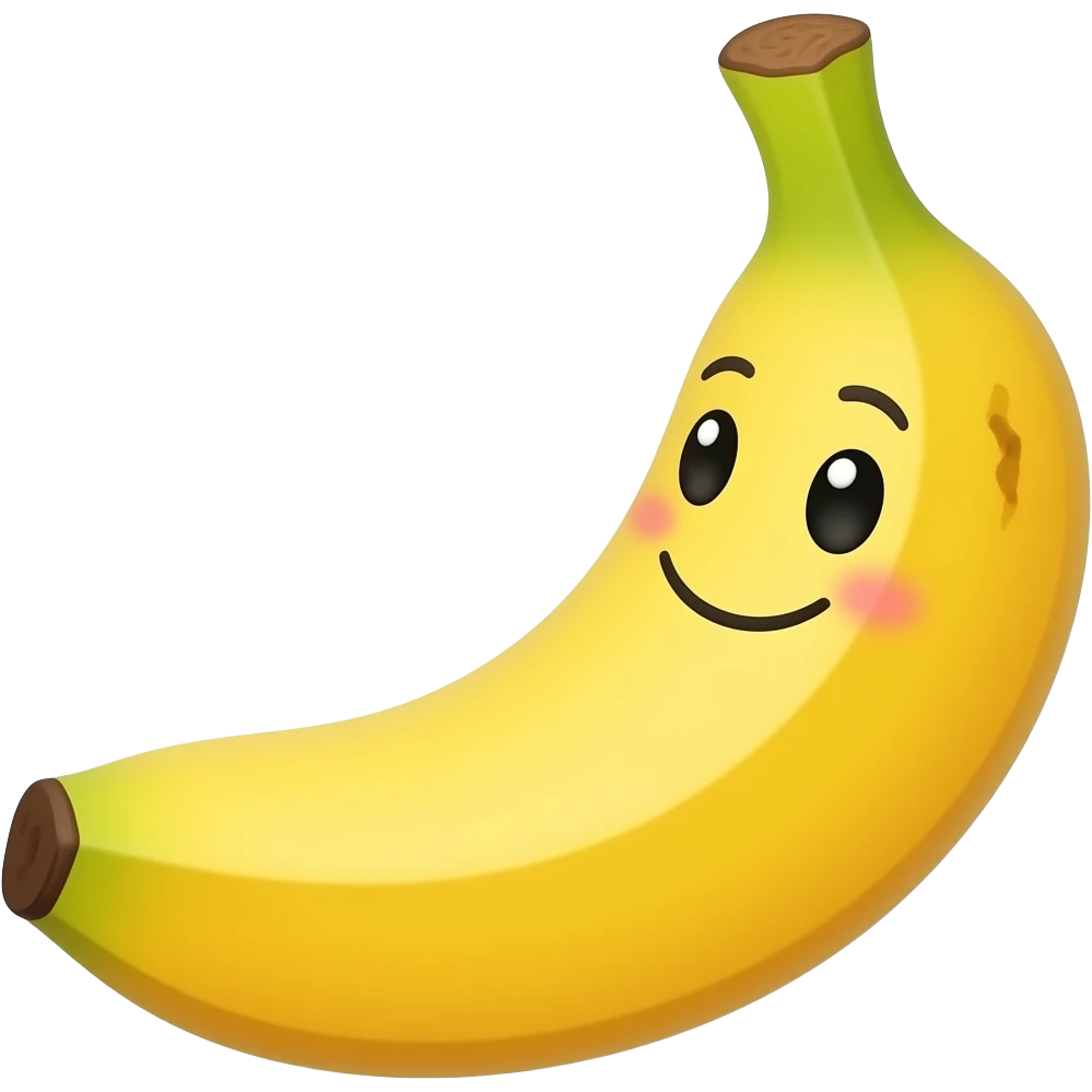 “happy banana character with face, bright yellow, cartoon style, cute” emoji