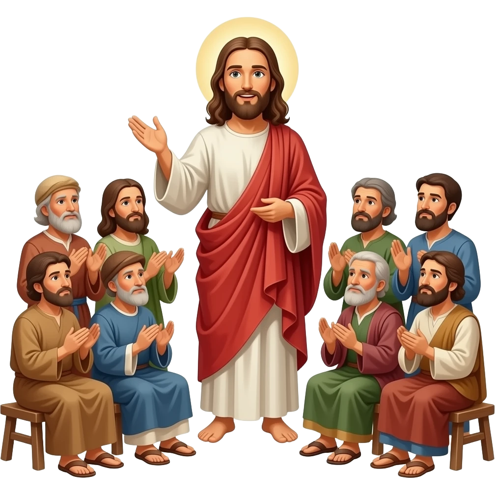 Jesus preaching to a group of people from biblical times emoji