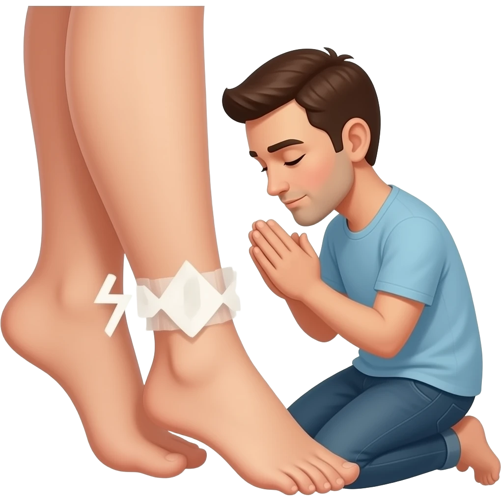 a man worshipping a womsns feet emoji