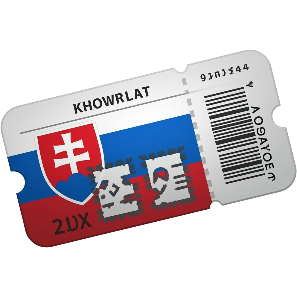 A hyper-realistic plane ticket to Slovakia, PNG emoji