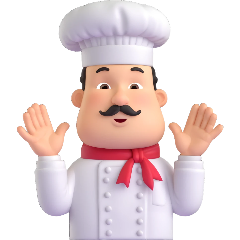 chef making a 'chef's kiss' gesture, expressive, clear, suitable for emoji emoji