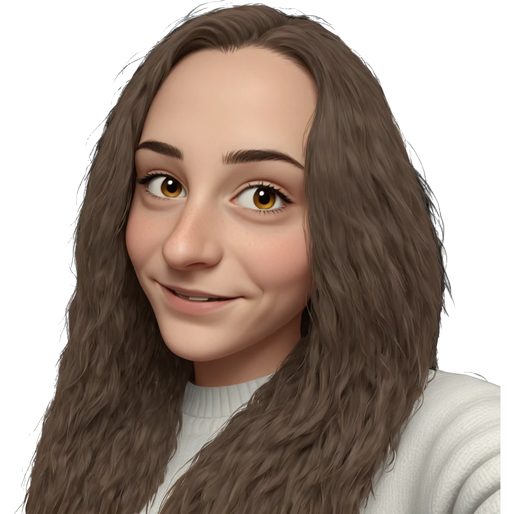 smiling girl in white sweater emoji